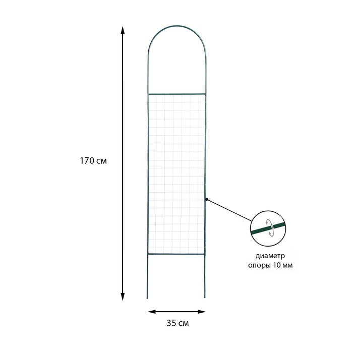 Шпалера, 170 &times; 35 &times; 1 см, металл, зелёная, &laquo;Сетка мини&raquo;