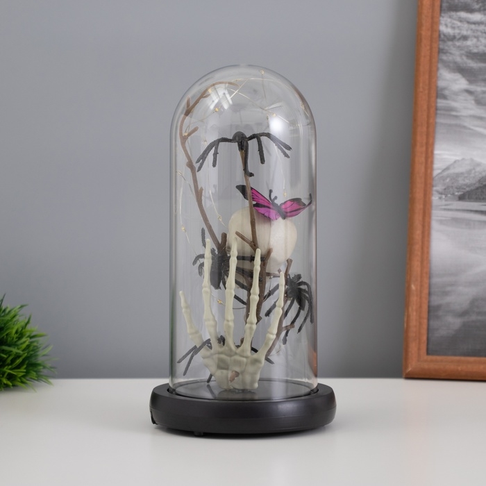 Светильник колба &laquo;Череп с пауками&raquo; 1,5Вт, LED, 3xAAA, черный USB 11х11х21см