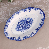 Блюдо &laquo;Цветы&raquo;, 30&times;19&times;3,5 см, гжель