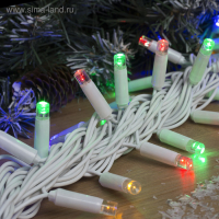 Гирлянда &laquo;Нить&raquo; 10 м, IP65, УМС, белая нить, 100 LED, свечение мульти, 220 В