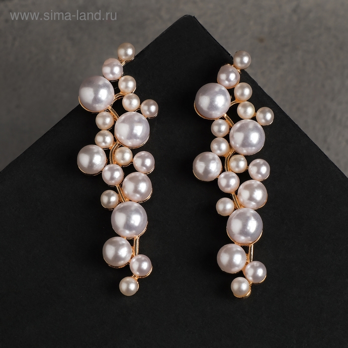 Серьги с жемчугом &laquo;Жасмин&raquo; ветка с жемчугом, цвет белый в золоте