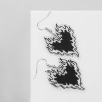 Серьги акрил &laquo;Сердце&raquo; горящее, цвет чёрный