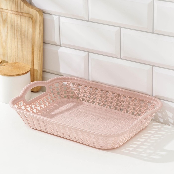 Поднос пластиковый прямоугольный Доляна &laquo;Плетение&raquo;, 32&times;23&times;5 см, цвет МИКС