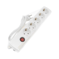 Сетевой фильтр Luazon Lighting, 5 розеток, 1.5 м, 3500 Вт, 3х1 мм2, 16 A, 220 В, c предохранителем, белый