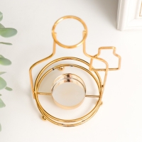 Подсвечник металл на 1 свечу "Две бутылочки" d-4 см золото 8х8,5х19 см Подсвечник металл на 1 свечу "Две бутылочки" d-4 см золото 8х8,5х19 см