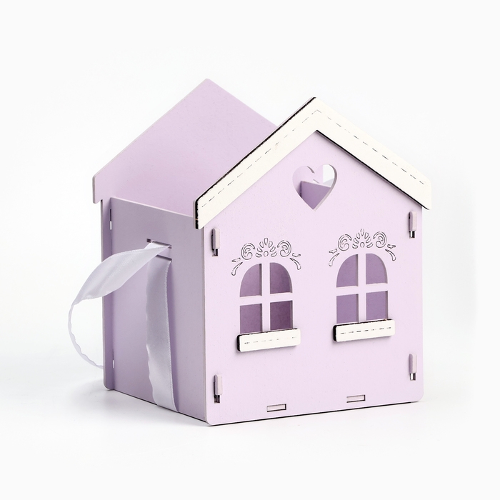 Кашпо "Домик", 13х12х15,5 см, дуб, сиреневый