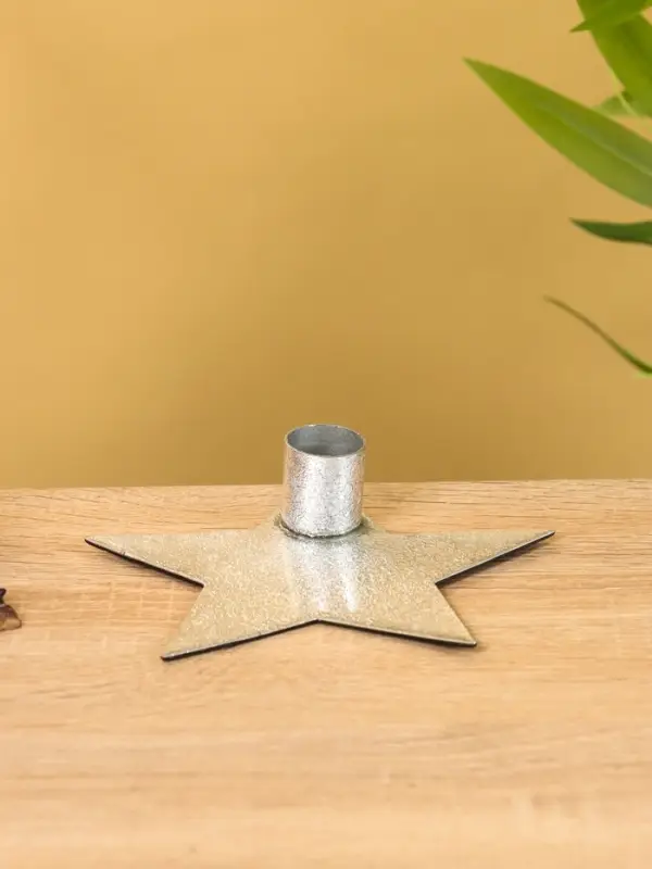 Подсвечник на 1 свечу "Звезда" серебряная 13х12х3 см
