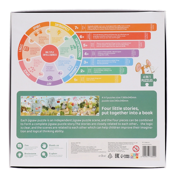 Пазлы 4 в 1 «Праздничная вечеринка», 25, 36, 49, 64 элемента Пазлы 4 в 1 «Праздничная вечеринка», 25, 36, 49, 64 элемента