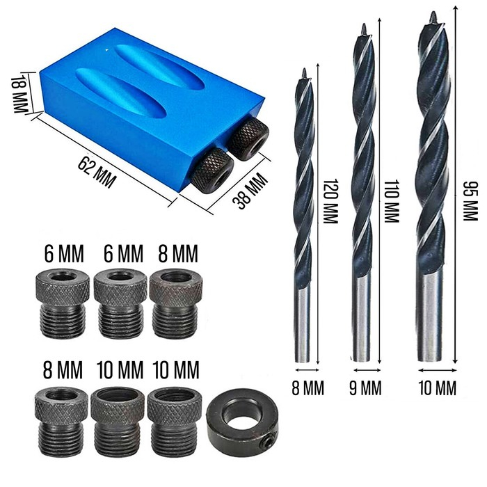 Набор для засверливания под углом 15° ТУНДРА, по дереву, 6-8-10 мм Набор для засверливания под углом 15° ТУНДРА, по дереву, 6-8-10 мм