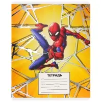Тетрадь в линейку 24 листа, 5 видов МИКС, тиснение, обложка мелованный картон, &laquo;Человек-паук&raquo;