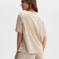 Комплект женский (футболка и шорты) KAFTAN Velvet р. 44-46, бежевый Комплект женский (футболка и шорты) KAFTAN Velvet р. 44-46, бежевый