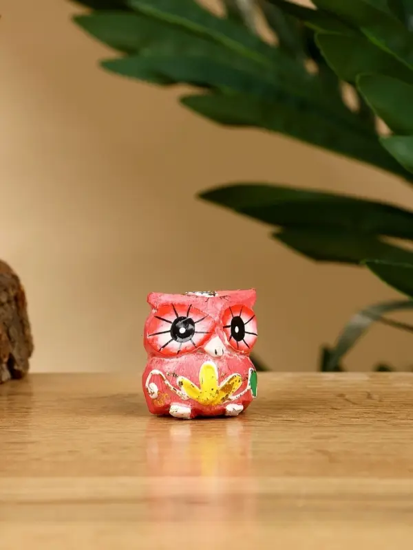 Набор сувенирный "Совята" дерево H 4, 3, 2 см, цв. розовый