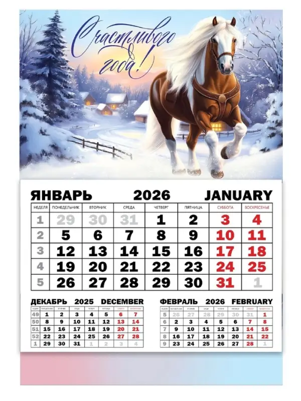 Календарь квартальный моно "Счастливого года"  30 х 46 см