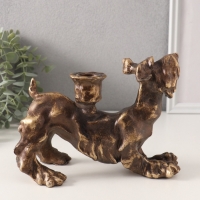 Подсвечник полистоун на 1 свечу "Шарж. Терьер" под бронзу 20х10х14,5 см