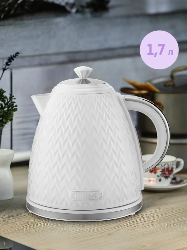 Чайник электрический белый КТ-681 - 1.7 л