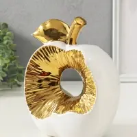 Сувенир керамика "Срез яблока" белый с золотом 11х18х22 см