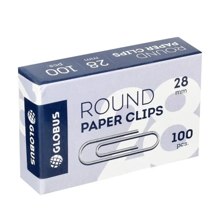 Скрепки канцелярские GLOBUS, 28 мм, 100 шт., без покрытия