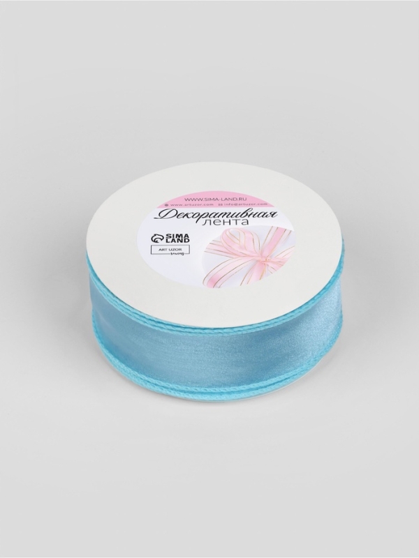 Лента капроновая &laquo;Волна&raquo;, с блеском, 40 мм, 10 &plusmn; 1 м, цвет голубой №25