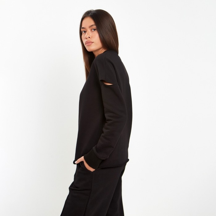 Свитшот женский с разрезами MIST размер 40-42, цвет чёрный Свитшот женский с разрезами MIST размер 40-42, цвет чёрный