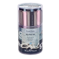 Ручка шариковая автоматическая FreshWrite FunClick. FunClick Jeans, узел 0.7 мм, синие пигментные чернила, корпус Soft Touch, МИКС