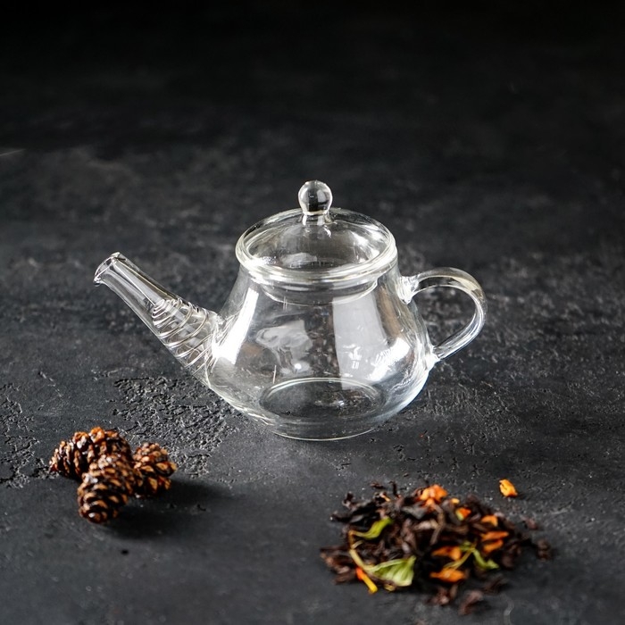 Чайник заварочный &laquo;Дамбо&raquo;, 100 мл, стекло, с металлическим ситом, прозрачный