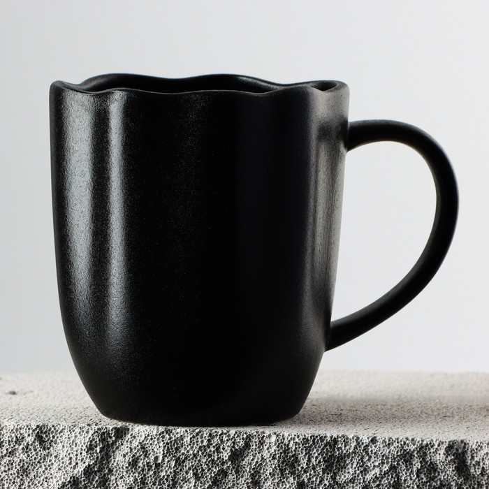 Кружка керамическая неровный край «Чёрная», 350 мл, цвет чёрный Кружка керамическая неровный край «Чёрная», 350 мл, цвет чёрный