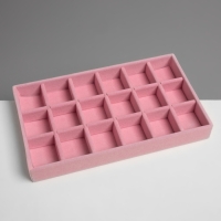Подставка для украшения 18 ячеек, флок, 21&times;12,3&times;2,5 см, цвет розовый