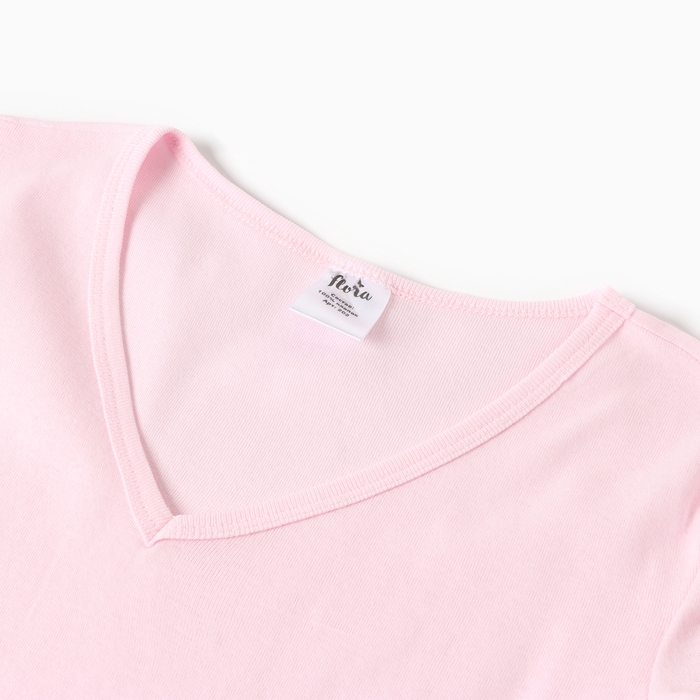 Футболка женская V-образный вырез, цвет светло-розовый, размер 50