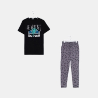 Пижама мужская KAFTAN "Не хватает" р.48, черный/серый Пижама мужская KAFTAN "Не хватает" р.48, черный/серый