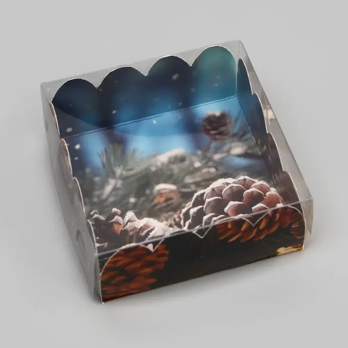 Коробка для печенья, кондитерская новогодняя упаковка, &laquo;С Новым годом!&raquo;, 7&times;7&times;3 см