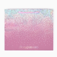Пакет подарочный голографический &laquo;Поздравляю&raquo;, 27 х 23 х 11.5 см