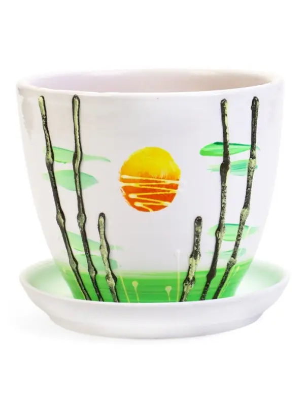 Горшок цветочный поддоном  1 л,  керамика, Азия (М)