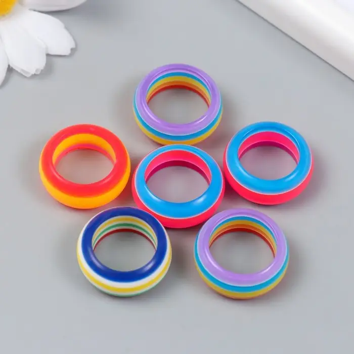 Бусина для творчества пластик &laquo;Радужное кольцо&raquo;, 1&times;2.4&times;2.4 см, МИКС