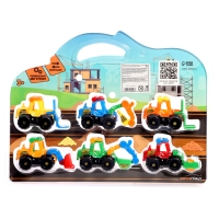 Набор тракторов «Весёлая стройка», инерционные, в наборе 6 шт., цвет МИКС Набор тракторов «Весёлая стройка», инерционные, в наборе 6 шт., цвет МИКС