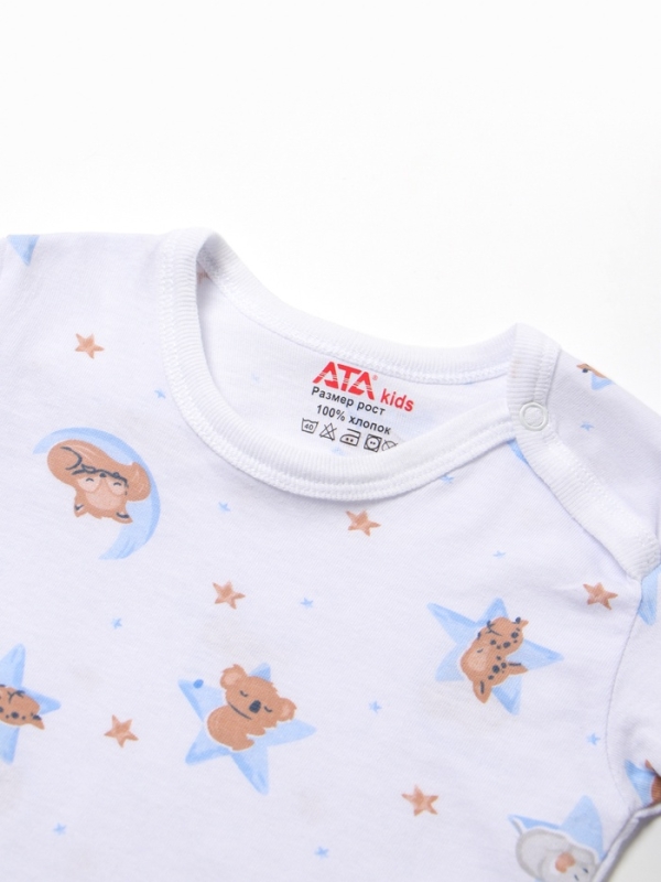 Футболка детская на кнопках Футболка детская на кнопках "Сон", цвет молочный/голубой, рост 62