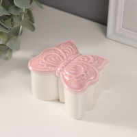 Шкатулка керамика "Бобочка фигурная" розовый перламутр 7,3х7,3х4,5 см Шкатулка керамика "Бобочка фигурная" розовый перламутр 7,3х7,3х4,5 см