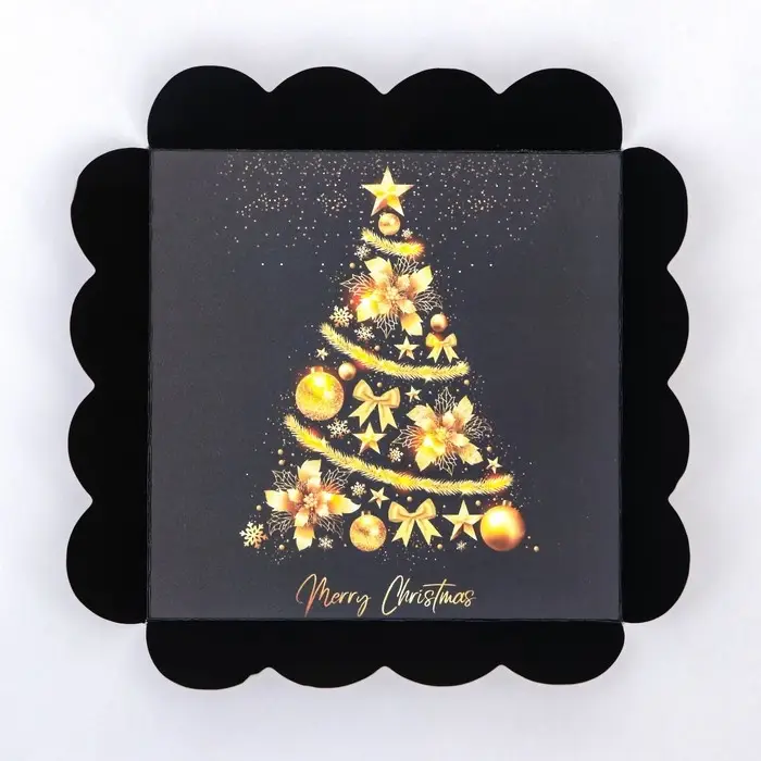 Коробка для печенья, кондитерская новогодняя упаковка, &laquo;Елка желаний&raquo;, 12&times;12&times;3 см