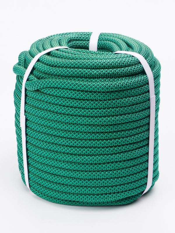 Веревка страховочно-спасательная "Climb" 48 прядная, черно-зеленая, d= 10 мм, 50 м