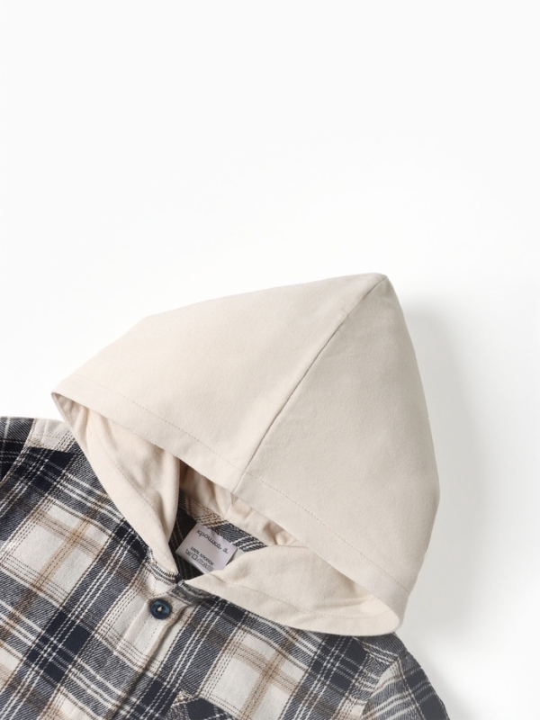 Рубашка фланелевая с капюшоном Крошка Я, р.74-80 см, синий