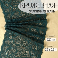 Кружевная эластичная ткань, 230 мм &times; 2,7 &plusmn; 0,5 м, цвет изумрудный