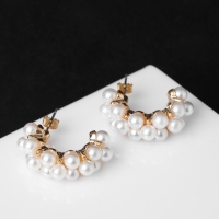 Серьги с жемчугом &laquo;Лунная тропа&raquo;, цвет белый в золоте