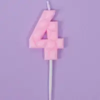 Свеча для торта &laquo;Цифра 4&raquo;, светло-розовая