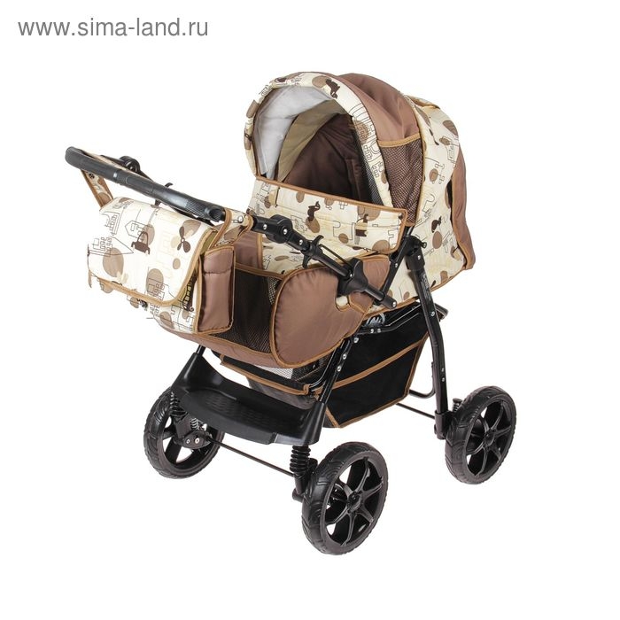 Коляска-трансформер &laquo;Гном&raquo;, пластиковые колёса, оттенки бежевого, рисунок МИКС