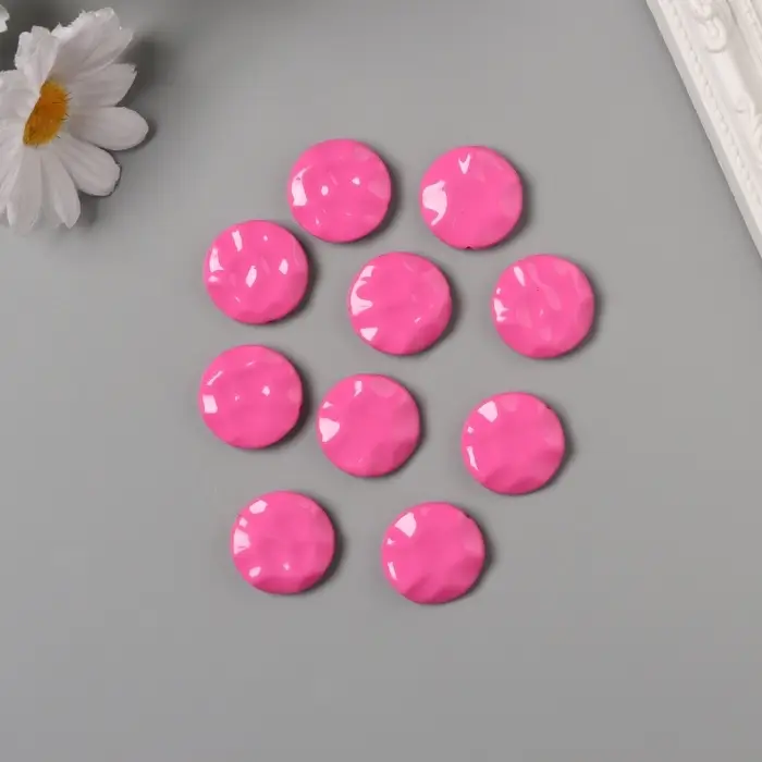 Бусины для творчества акрил "Плоский мятый круг" розовый 2,5х2,5х0,6 см