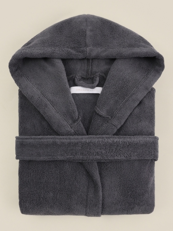 Халат махровый с капюшоном женский SL HOME: Basic "Гри Сандре", р-р XL, 100% хл, 420 г/м2