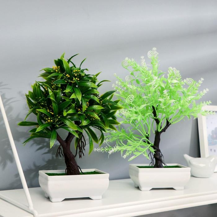 Бонсай в горшке "Деревце яркое" 10х20 см, микс