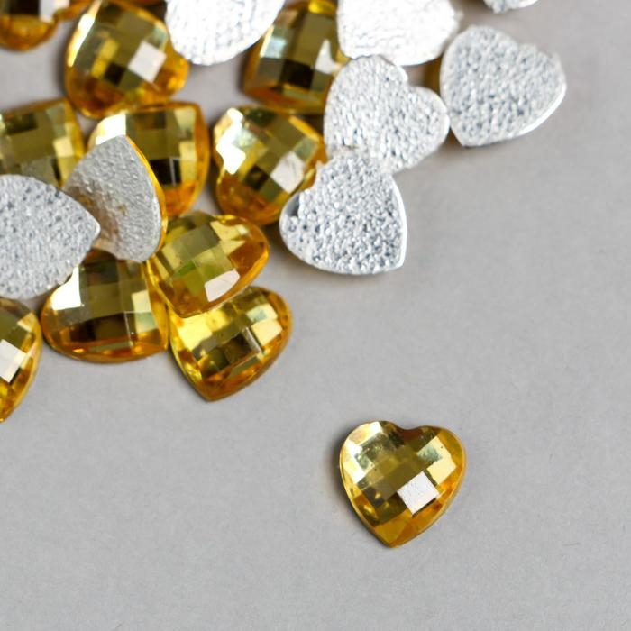 Декор для творчества пластик "Стразы сердце. Жёлтый" набор 80 шт 0,8х0,8 см