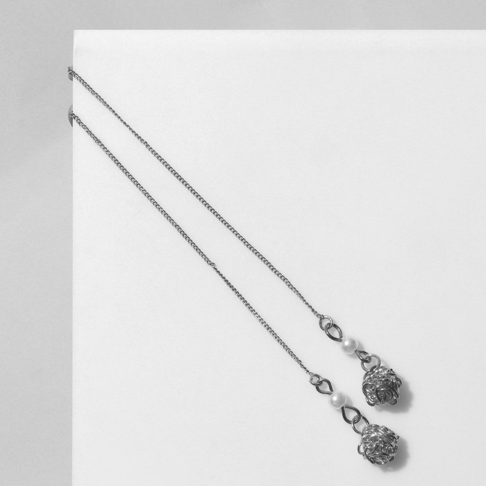 Серьги с жемчугом &laquo;Цепочки&raquo; шарик переплетение, цвет МИКС