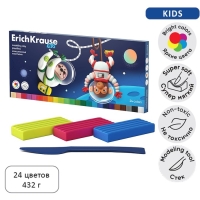 Пластилин 24 цвета, 432 г, ErichKrause "Kids Space Animals", со стеком, в картонной упаковке Пластилин 24 цвета, 432 г, ErichKrause "Kids Space Animals", со стеком, в картонной упаковке