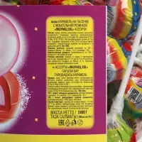 Карамель на палочке с жевательной резинкой "Лизунец XXL", ассорти, 24 г